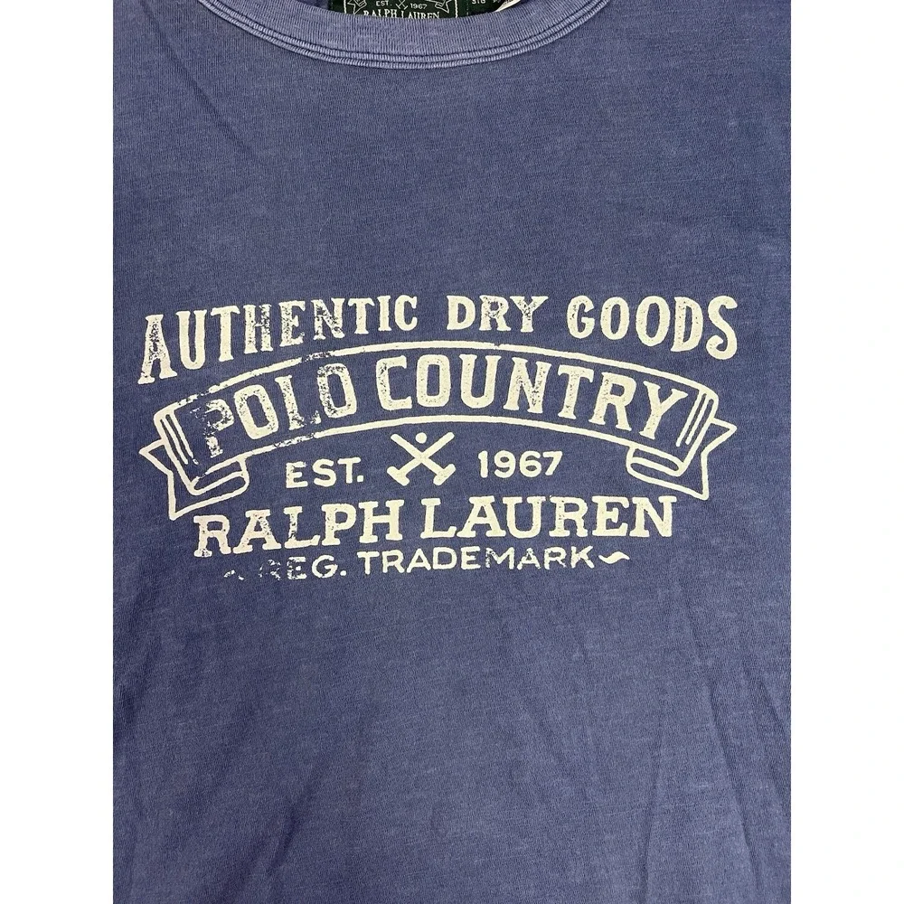 Ralph Lauren Polo Country Men's 3TG Blue Graphic Logo Crew Neck Cotton Tee